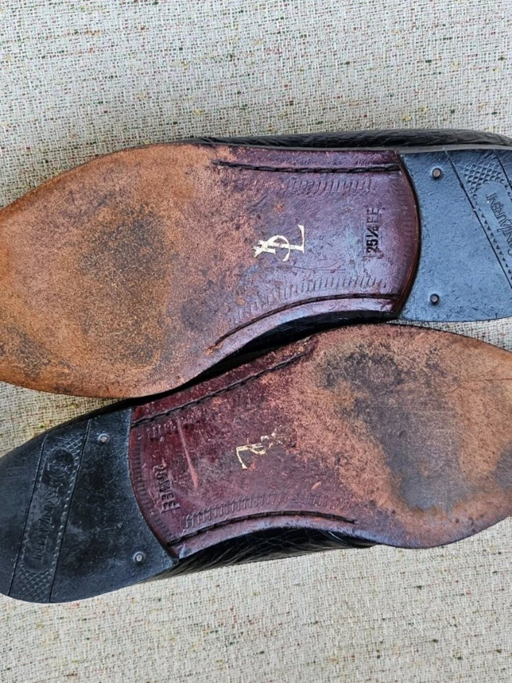 Vintage YSL Paris Men Shoes Black Leather Upper Slip On Shoes Size 25.5 7.5US - Picture 10 of 12